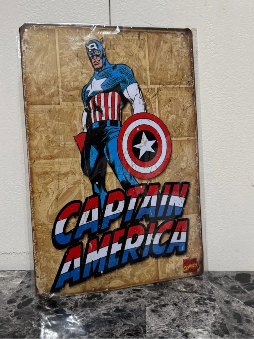 Captain America Retro Metal Sign 12x8 Marvel Comics